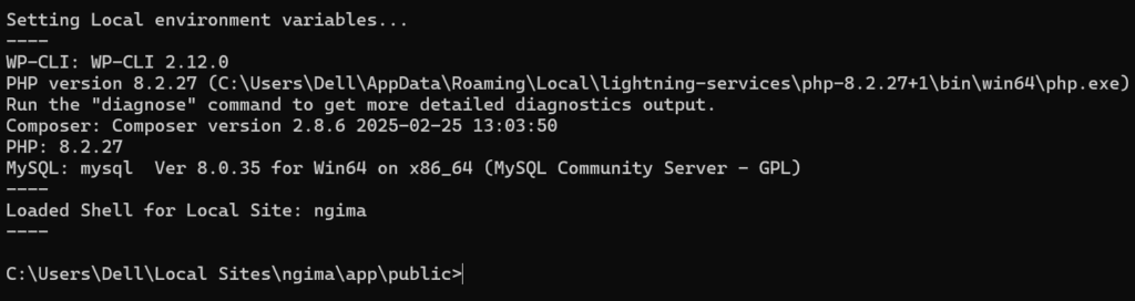 Local's Site Shell Output